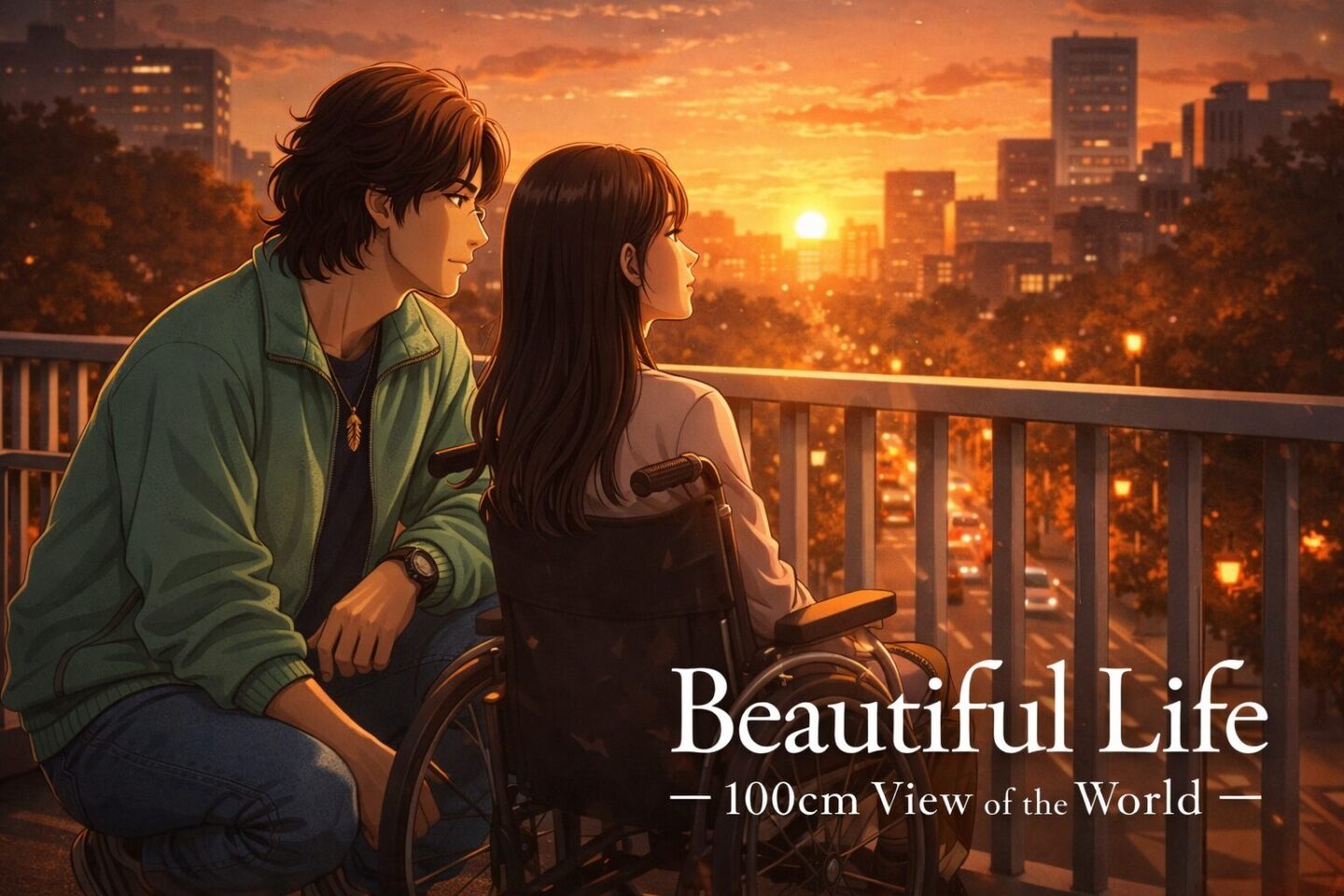 Beautiful Life 木村拓哉 沖島柊二と杏子をイメージした表参道の歩道橋で夕陽を眺めるシーン